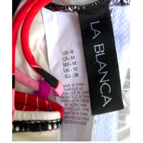 $135 La Blanca *In Full Bloom* Off/On Shoulder Ruffle One-Piece Swimsuit | Sz 6 - Picture 8 of 9